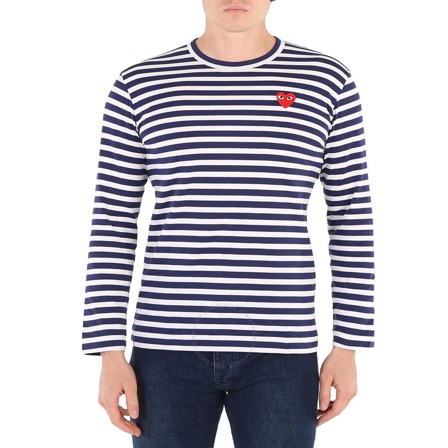 商品Comme des Garcons|Play Navy / White Long Sleeve Heart Logo Stripe Tee,价格¥436,第1张图片