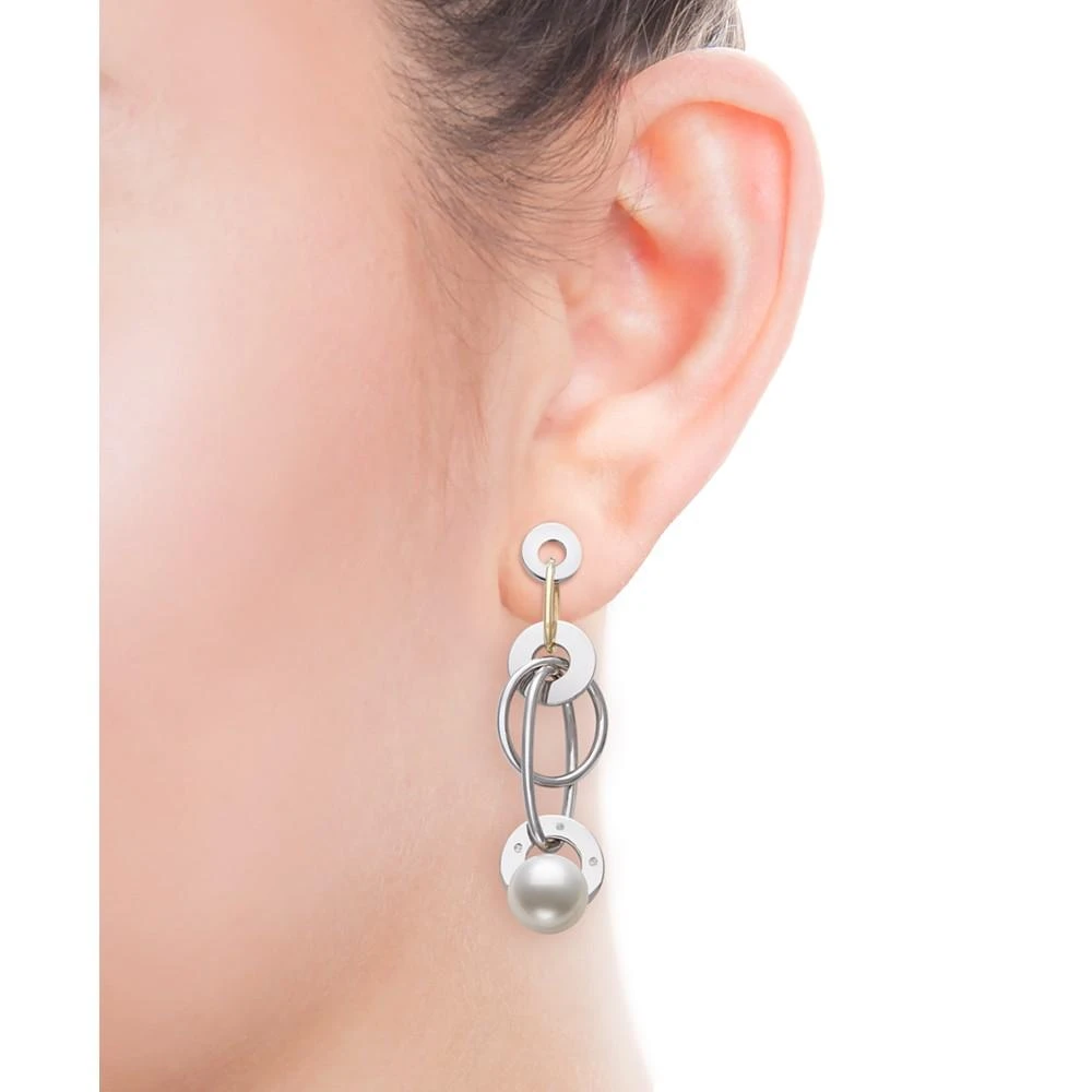 商品Belle de Mer|Cultured Freshwater Pearl (8mm) & Diamond Accent Multiring Drop Earrings in 14k Gold & Sterling Silver,价格¥5174,第2张图片详细描述