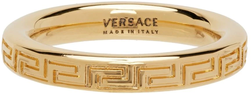 商品Versace|Gold Engraved Greek Key Ring,价格¥1846,第1张图片