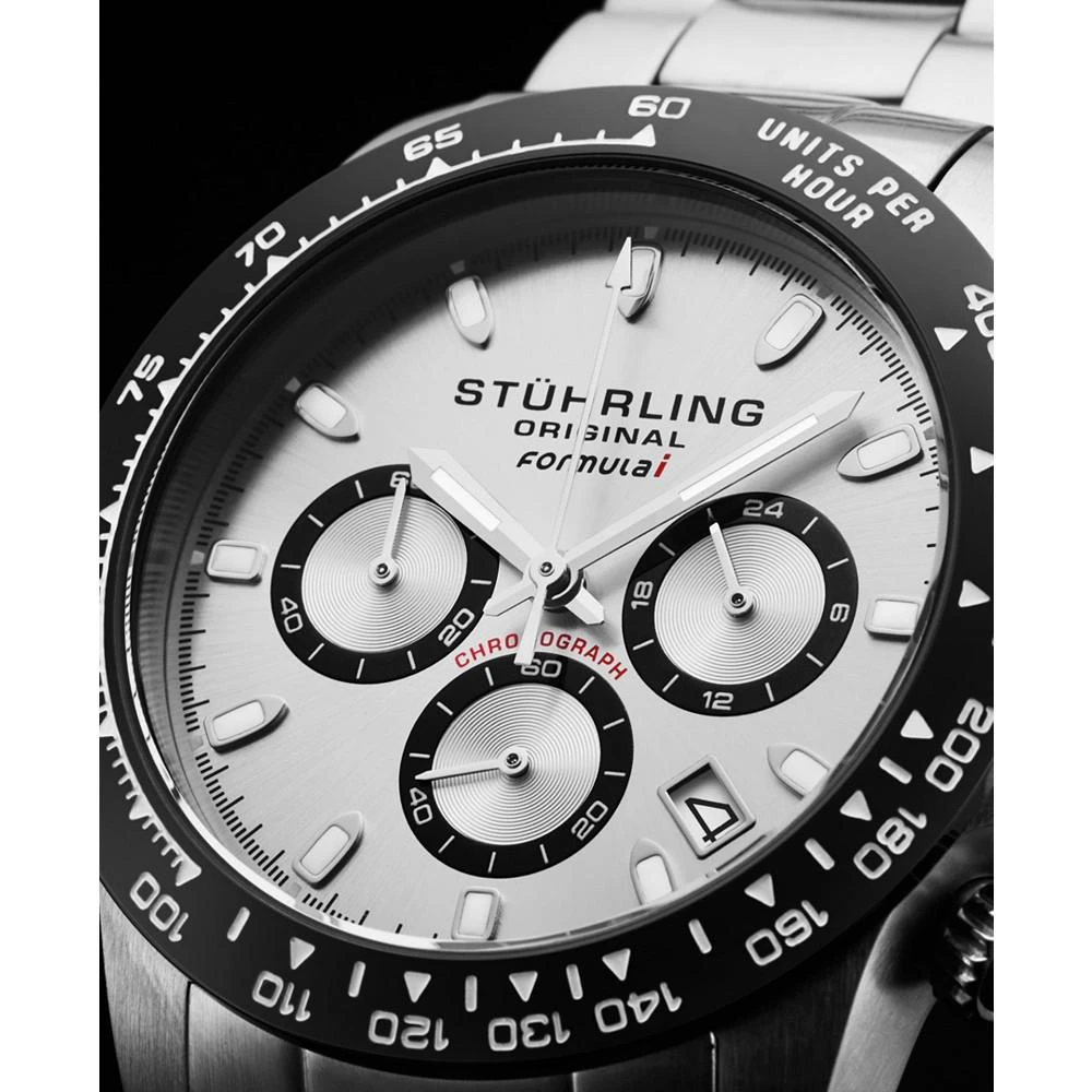 商品Stuhrling|Men's Quartz Chronograph Silver-Tone Stainless Steel Link Bracelet Watch 42mm,价格¥1461,第4张图片详细描述