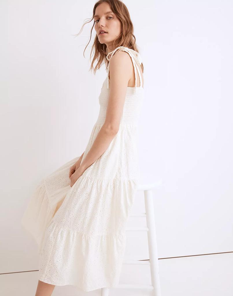 商品Madewell|Eyelet Lucie Tie-Strap Tiered Midi Dress,价格¥224,第4张图片详细描述