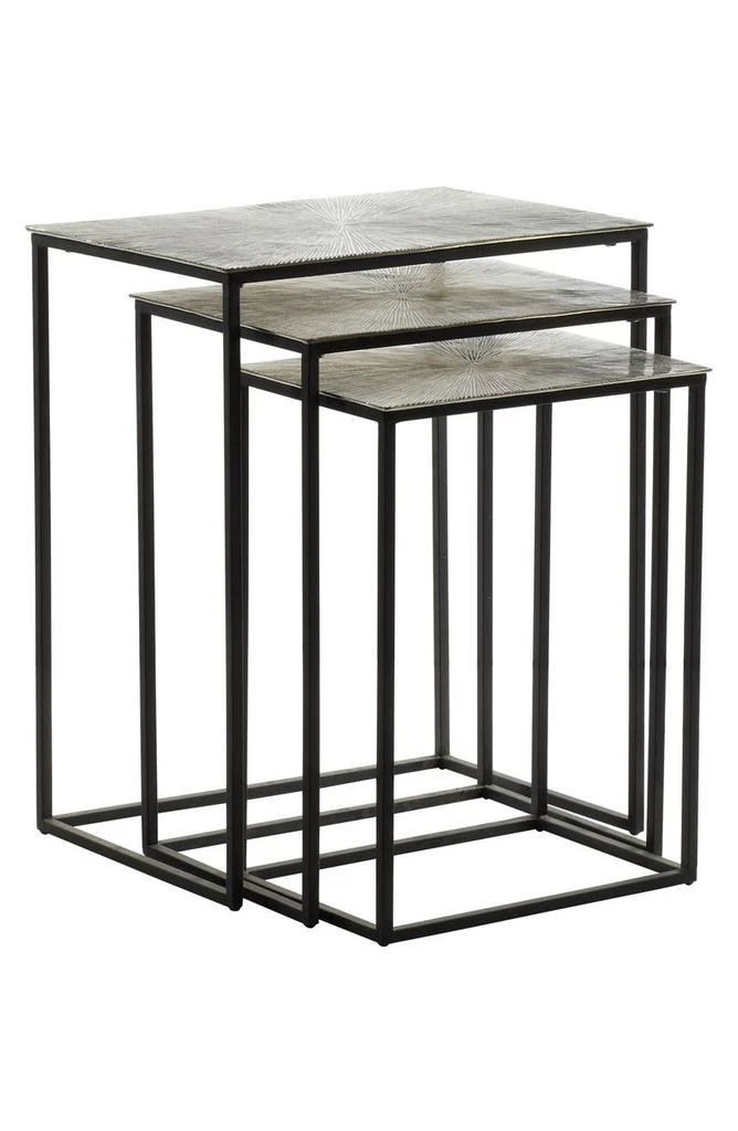 Silvertone Aluminum Geometric Accent Table - Set of 3 商品