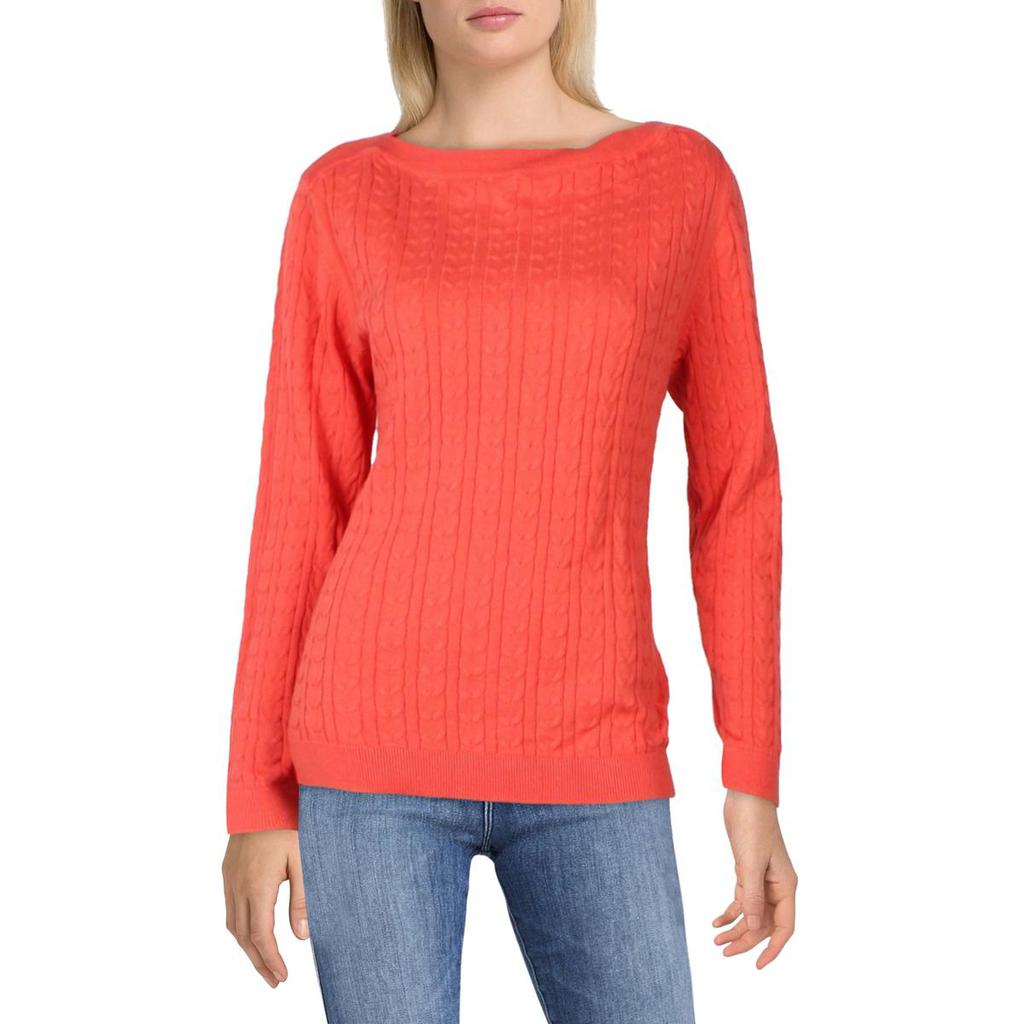 Tommy Hilfiger Womens Billie Boatneck Cable Knit Pullover Sweater商品第2张图片规格展示