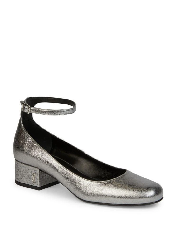 商品Yves Saint Laurent|Metallic Leather Ankle-Strap Pumps,价格¥3547,第1张图片