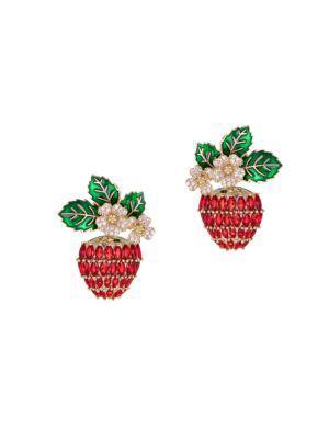 商品Eye Candy LA|Luxe Lina Red & White Cubic Zirconia Strawberry Stud Earrings,价格¥286,第1张图片