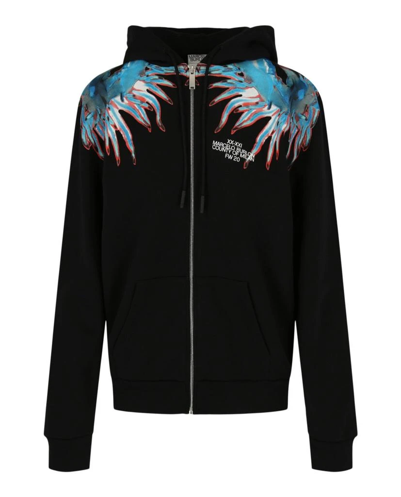 商品Marcelo Burlon|Printed Wings Zip-Up Sweatshirt,价格¥1461,第1张图片