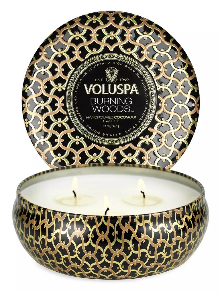 商品Voluspa|Burning Woods 3-Wick Tin Candle,价格¥211,第1张图片