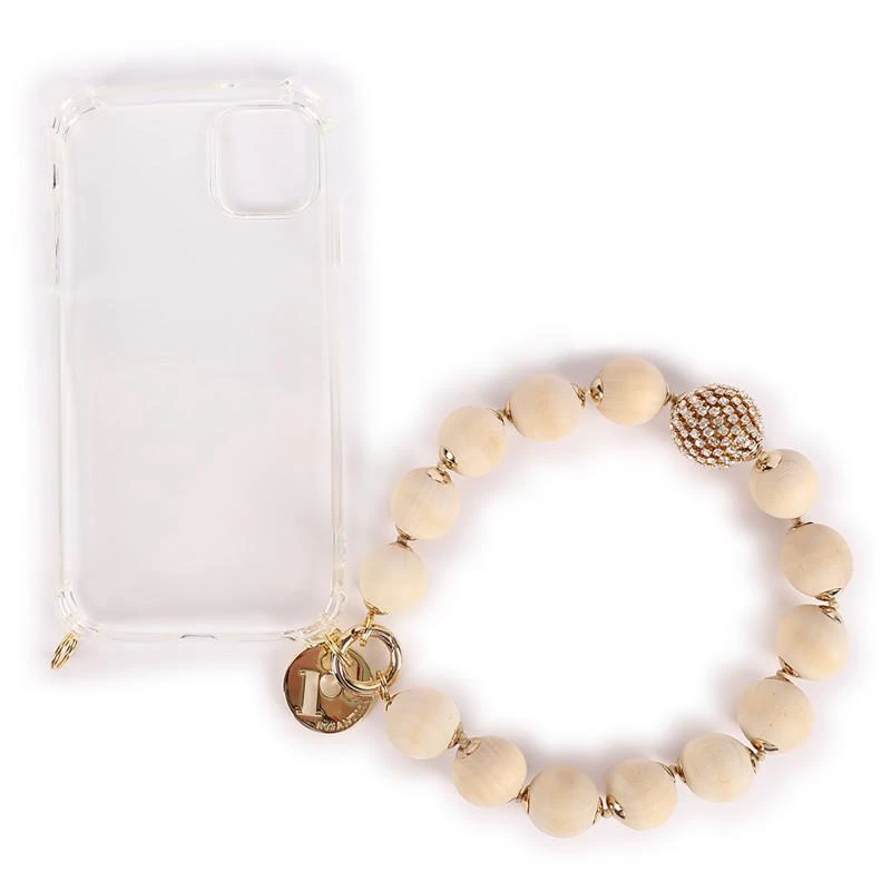 商品ROSANTICA|Wooden beads and clear crystals detailing case for iphone 11,价格¥1496,第1张图片