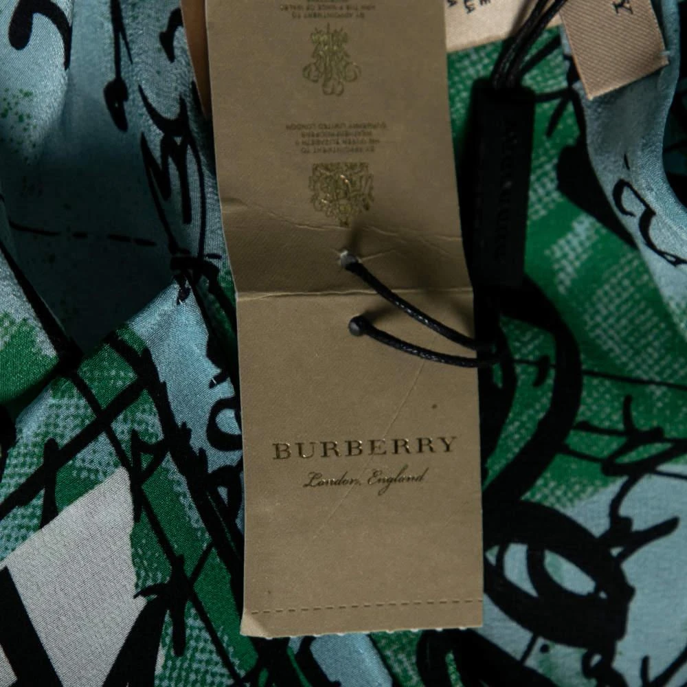 商品[二手商品] Burberry|Burberry Mineral Blue Postcard Printed Silk Triangular Scarf,价格¥1168,第5张图片详细描述