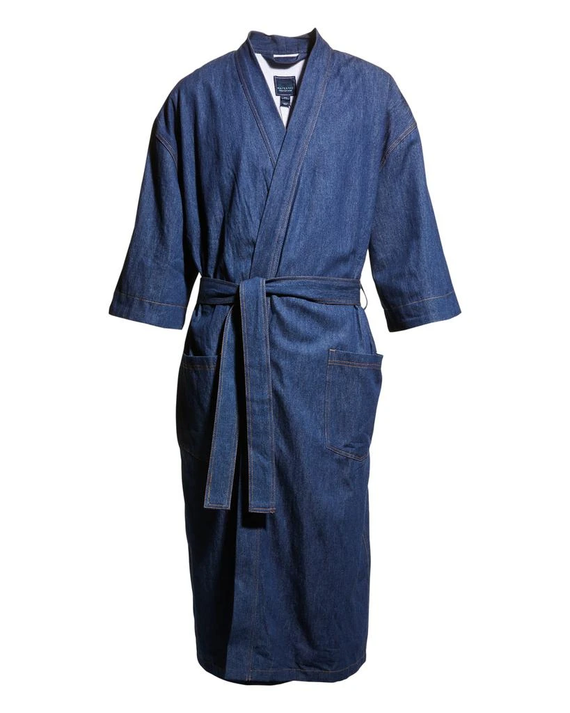 商品Majestic International|Men's Jasper Terry-Lined Denim Kimono Robe,价格¥781,第2张图片详细描述