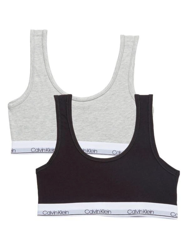 商品Calvin Klein|Girl's 2-Pack Stretch Cotton Sports Bras,价格¥99,第1张图片