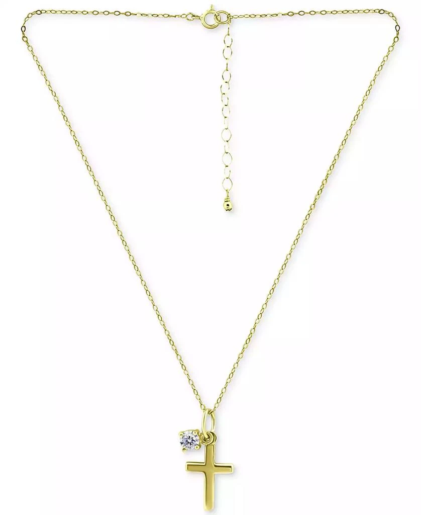 商品Giani Bernini|Cubic Zirconia Solitaire & Polished Cross Pendant Necklace in 18k Gold-Plated Sterling Silver, Created for Macy's,价格¥420,第3张图片详细描述