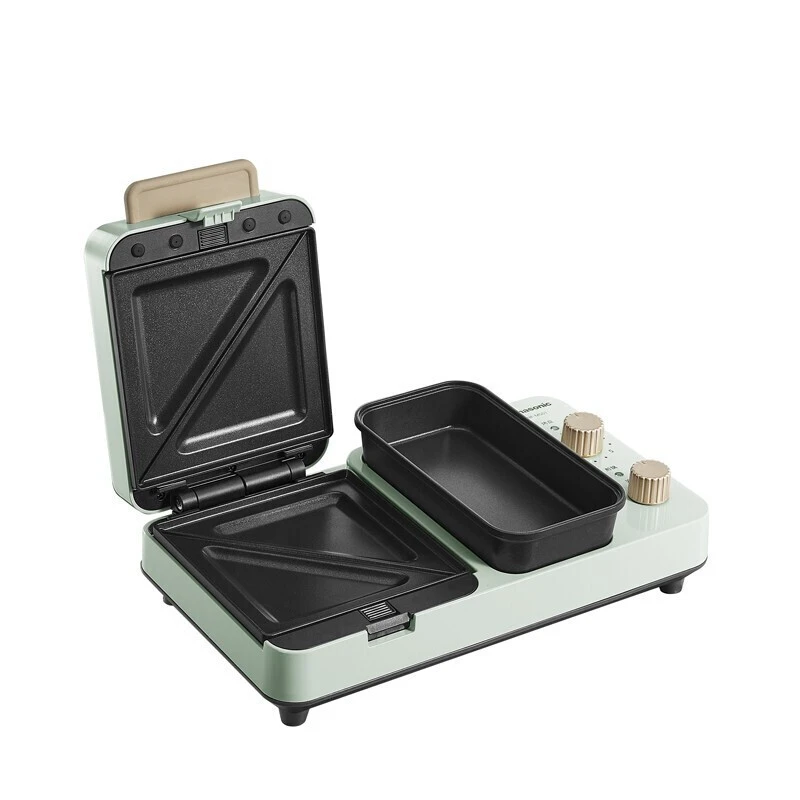 商品[国内直发] Panasonic|松下（panasonic） 三明治早餐机家用小型轻食机懒人多功能华夫饼吐司压烤机 NF-MS01ASQ 湖蓝色,价格¥662,第1张图片