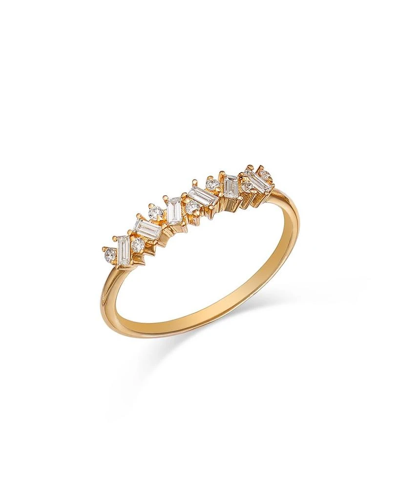 商品Moon & Meadow|14K Yellow Gold Lab Grown Diamond Round & Baguette Linear Cluster Ring,价格¥6429,第1张图片