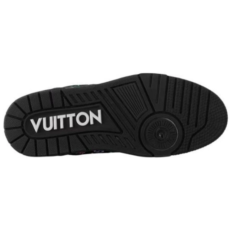 商品[国内直发] Louis Vuitton|村上隆/Takashi Murakami x  Trainer 皮革 圆头系带 低帮 板鞋 女款 黑色,价格¥13203,第7张图片详细描述