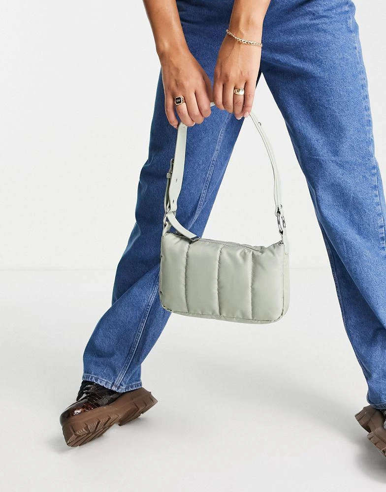 商品ASOS|ASOS DESIGN 90s nylon shoulder bag with quilt in sage ,价格¥99,第1张图片