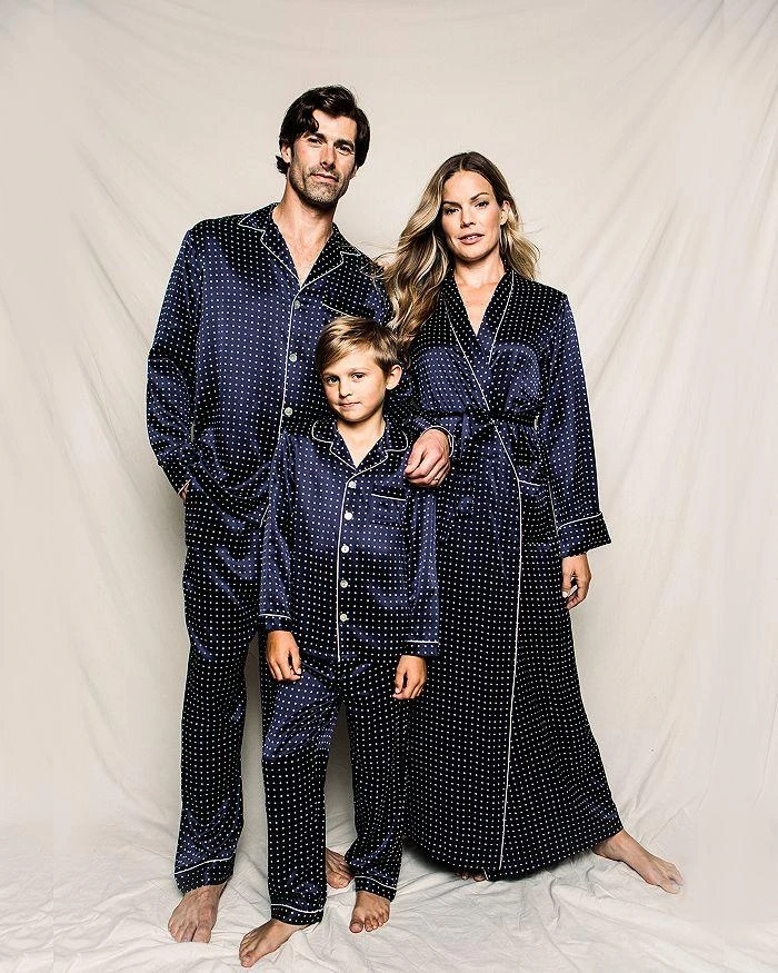 商品Petite Plume|Unisex Navy Silk Pajama Set - Baby, Little Kid, Big Kid,价格¥1105,第4张图片详细描述