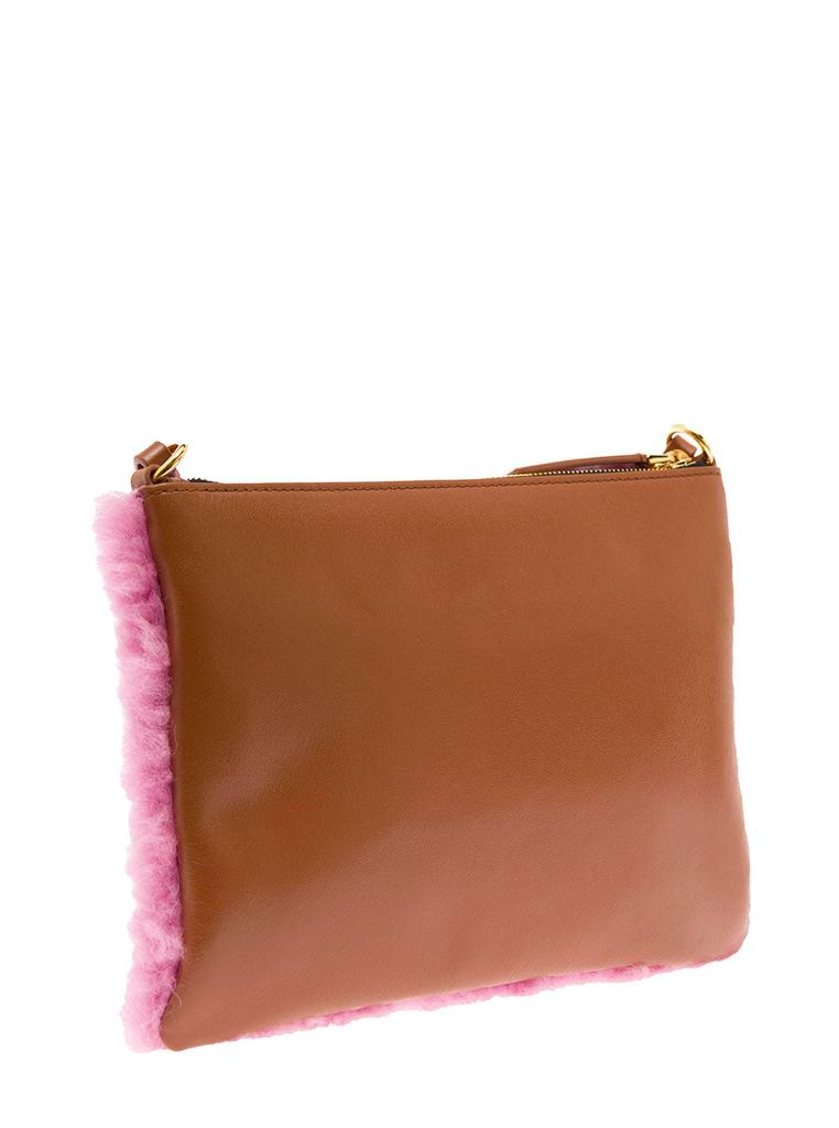Pink Sheepskin and Leather Crossbody Bag with Logo Marni Woman商品第2张图片规格展示