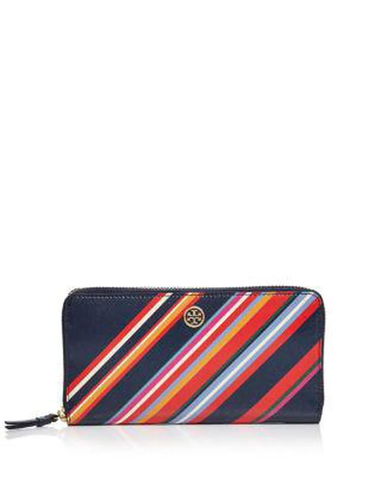 商品Tory Burch|Robinson Striped Zip Leather Continental Wallet,价格¥1247,第1张图片