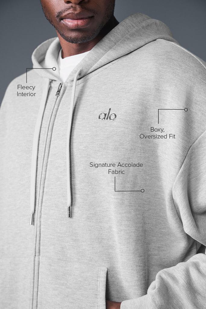 Alo Accolade Full Zip Hoodie - Athletic Heather Grey - Hoodies