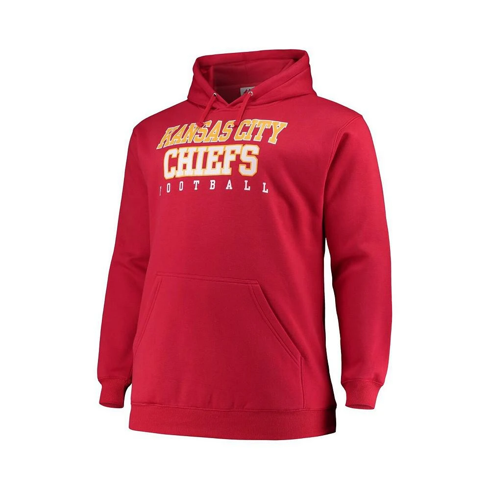 商品Majestic|Men's Red Kansas City Chiefs Big and Tall Stacked Pullover Hoodie,价格¥388,第2张图片详细描述