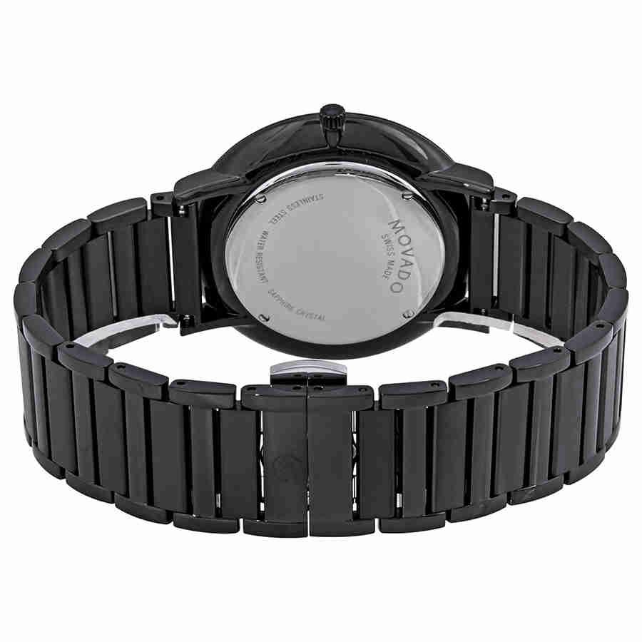 Movado Ultra Slim Black Dial Black PVD Mens Watch 0607210商品第3张图片规格展示