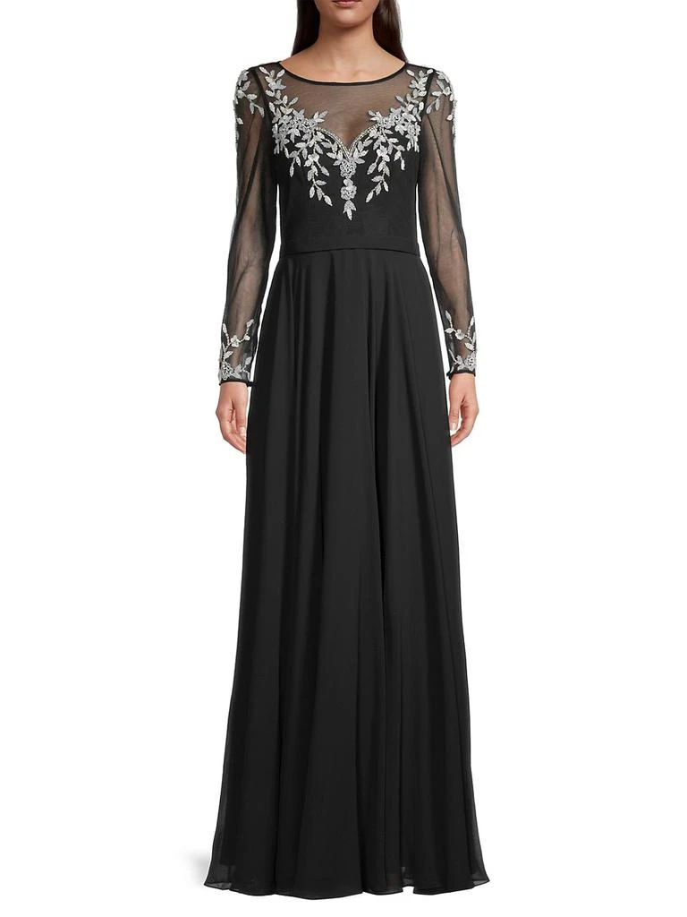 商品Basix Black Label|Embellished Long Sleeve Gown,价格¥2668,第2张图片详细描述