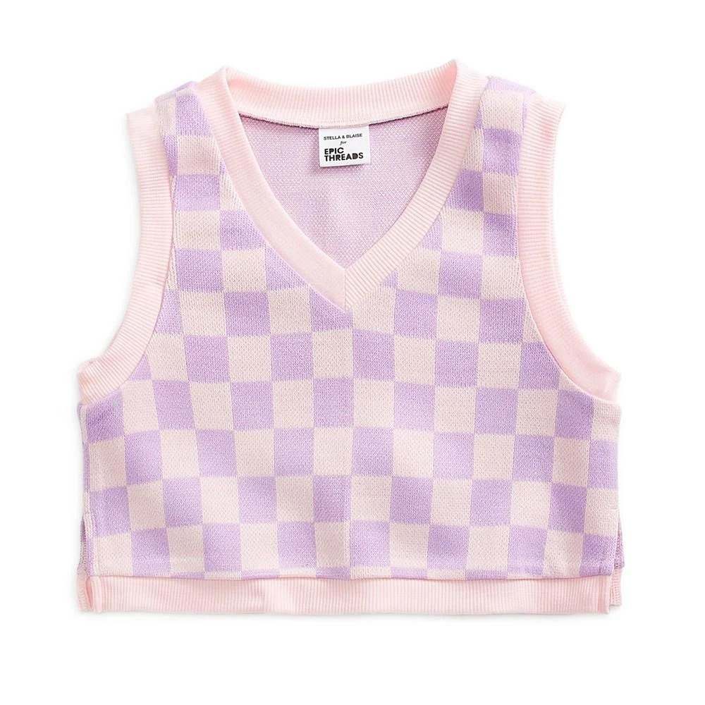 商品Epic Threads|Big Girls Stella V-Neck Checkered Vest, Created for Macy's,价格¥89,第3张图片详细描述
