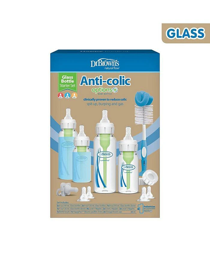 商品Dr. Brown's|Anti-Colic Options+ Narrow Glass Baby Bottle Starter Set, 18 Pieces,价格¥419,第3张图片详细描述