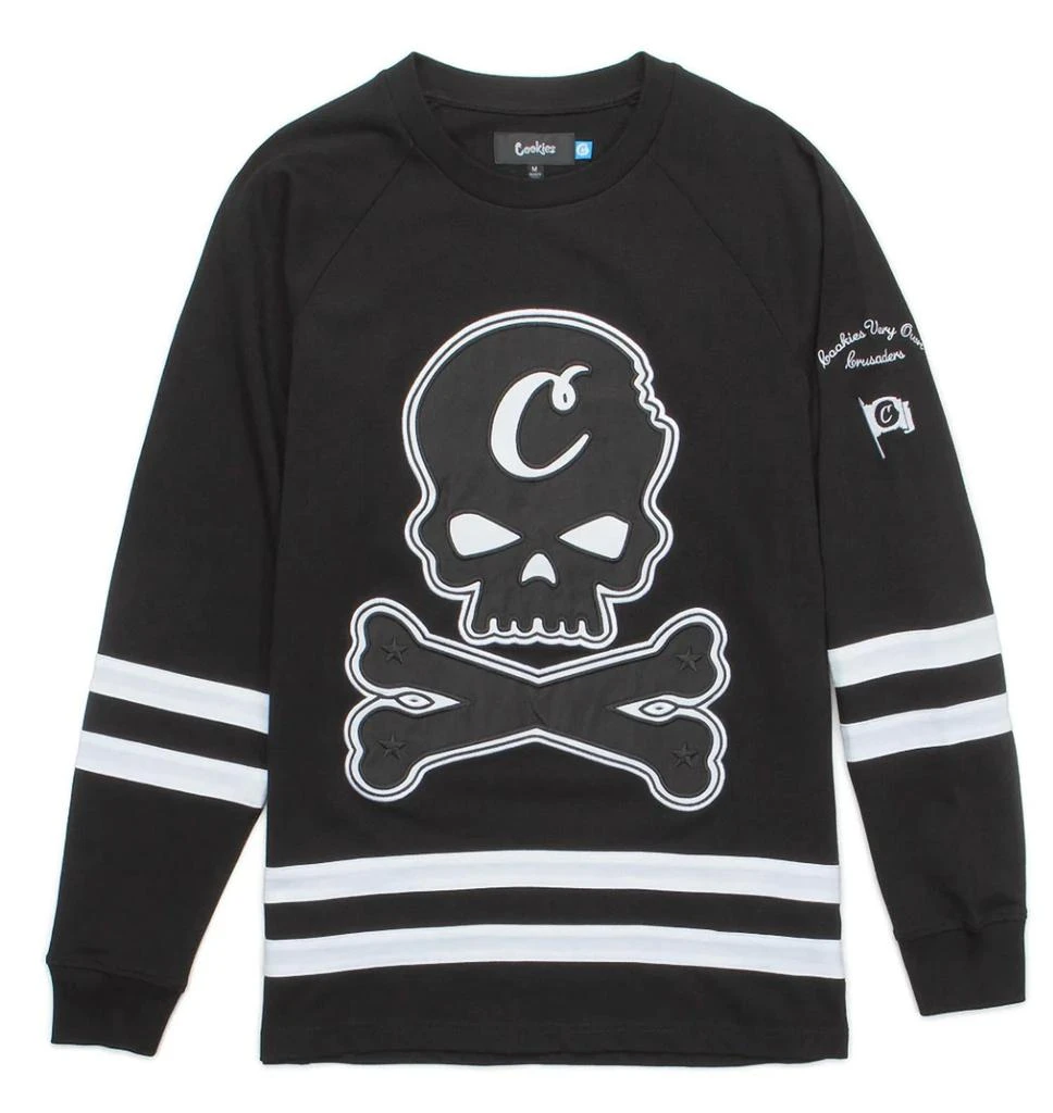 商品Cookies|Men's Crusaders Long Sleev Knit Jersey In Black White,价格¥399,第1张图片