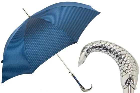 商品PASOTTI|Pasotti 葩莎帝 蓝色伞面 鱼形手柄 晴雨伞,价格¥2766,第1张图片