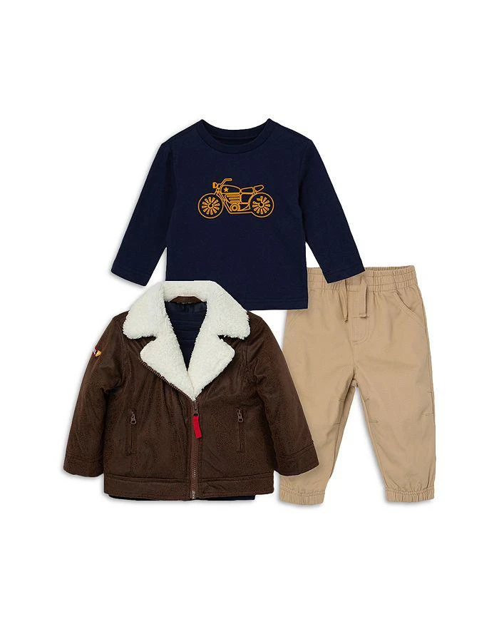 商品Little Me|Boys' Biker Jacket, Long Sleeve Bike Tee & Pants - Baby,价格¥356,第1张图片