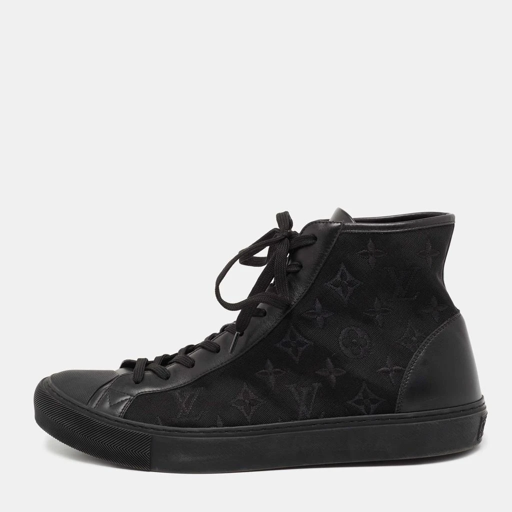 商品[二手商品] Louis Vuitton|Louis Vuitton Black Monogram Leather And Canvas Stellar High Top Sneakers Size 44,价格¥3709,第1张图片