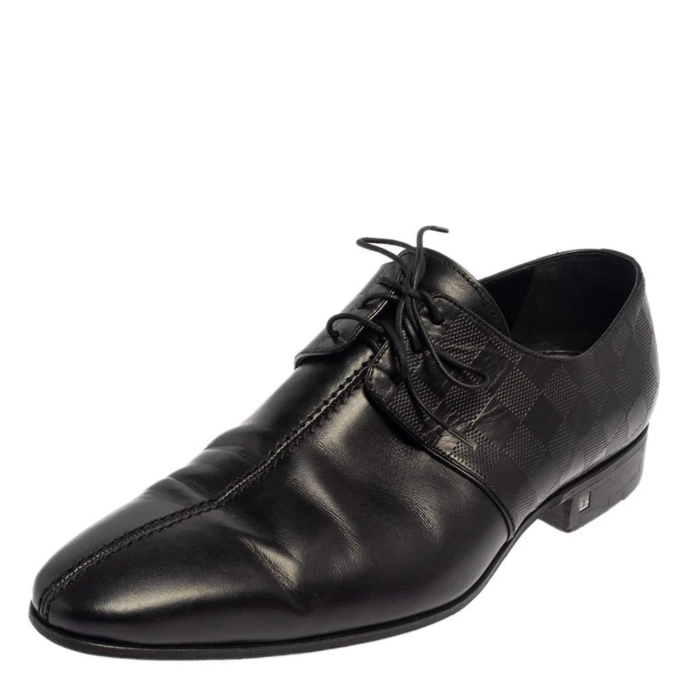 商品[二手商品] Louis Vuitton| Louis Vuitton Black Damier Leather Lace Up Oxfords Size 43,价格¥3757,第1张图片