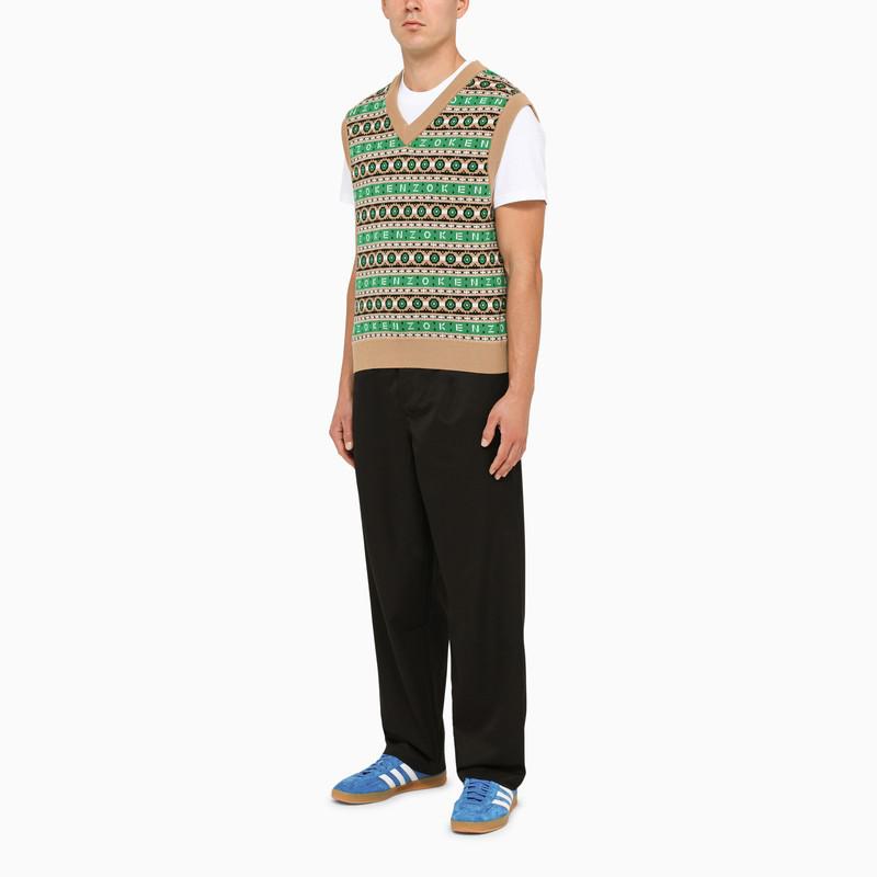 Green/camel knitted waistcoat商品第2张图片规格展示