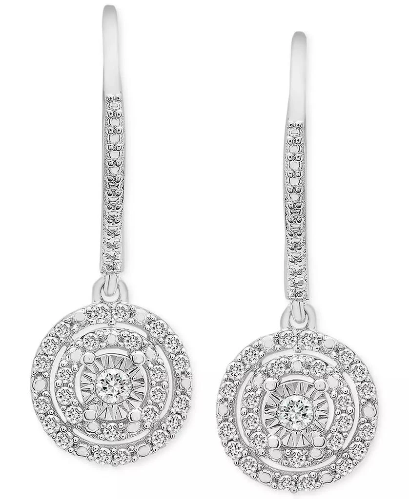 商品Macy's|Diamond Circle Leverback Drop Earrings (1/4 ct. tw) in Sterling Silver, Created for Macy's,价格¥259,第3张图片详细描述