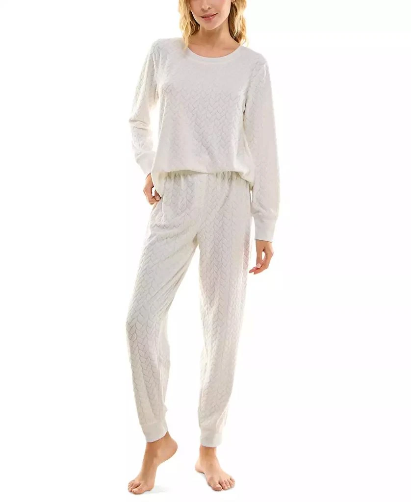 商品Roudelain|Women's Cloud Dancer 2-Pc. Cable-Knit Pajamas Set,价格¥152,第1张图片