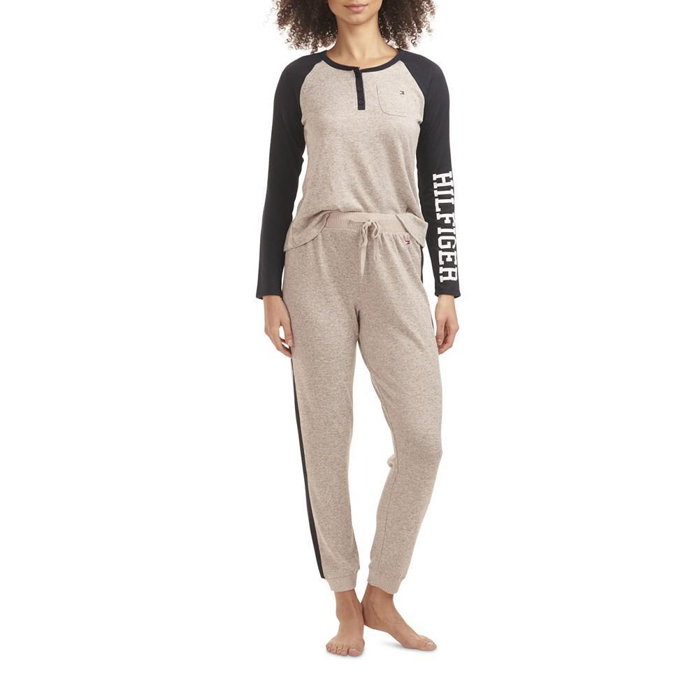 商品Tommy Hilfiger|Women's 2 Piece Long Sleeve Henley Jogger Set,价格¥562,第1张图片