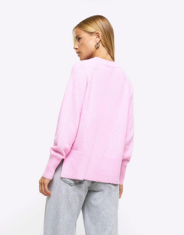 商品River Island|River Island Knitted oversized jumper in pink - bright,价格¥292,第3张图片详细描述