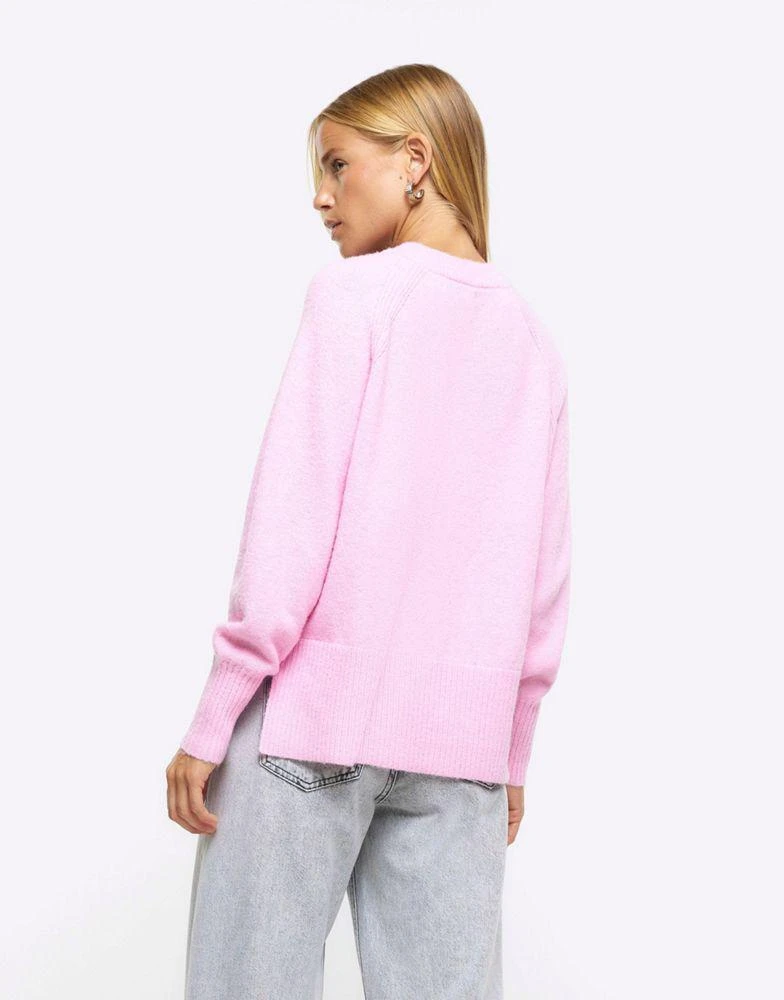 商品River Island|River Island Knitted oversized jumper in pink - bright,价格¥291,第3张图片详细描述