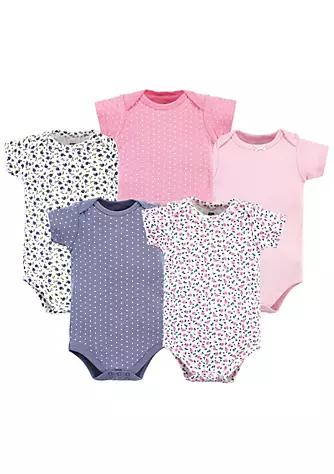 Hudson Baby Infant Girl Cotton Bodysuits 5pk, Prints Tiny Berry Floral商品第1张图片规格展示