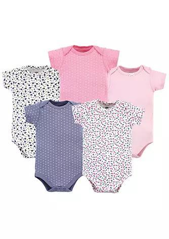 商品Hudson|Hudson Baby Infant Girl Cotton Bodysuits 5pk, Prints Tiny Berry Floral,价格¥149,第1张图片