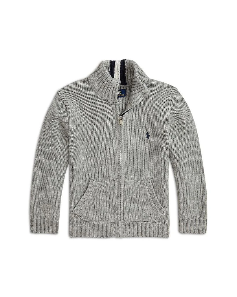 商品Ralph Lauren|Boys' Cotton Full Zip Sweater - Little Kid, Big Kid,价格¥604,第1张图片