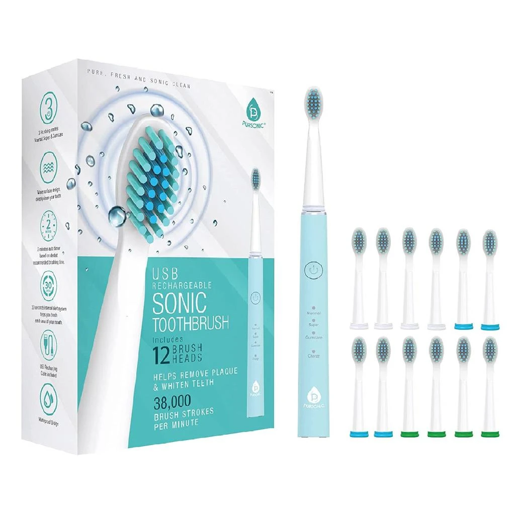 商品PURSONIC|Pursonic Whitening USB Rechargeable Sonic Toothbrush-12 Brush Heads,价格¥238,第1张图片