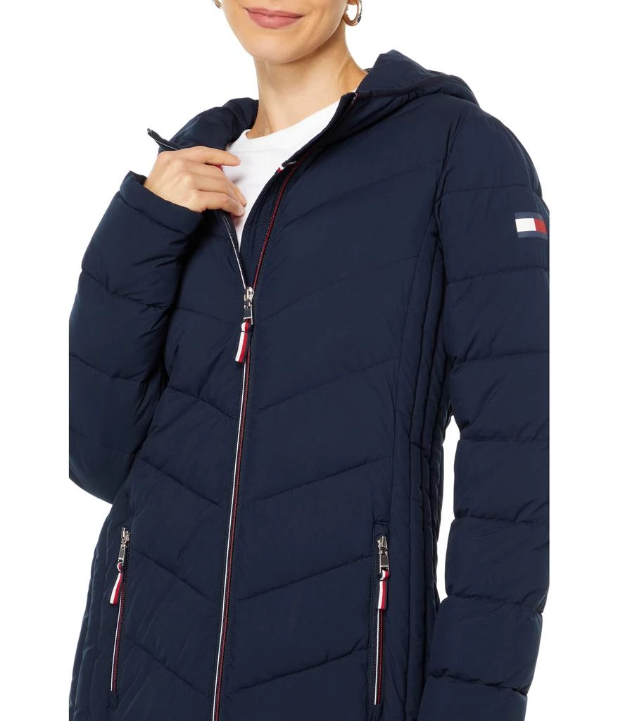 商品Tommy Hilfiger|3/4 Hooded Chevron Quilt Packable,价格¥1185,第3张图片详细描述