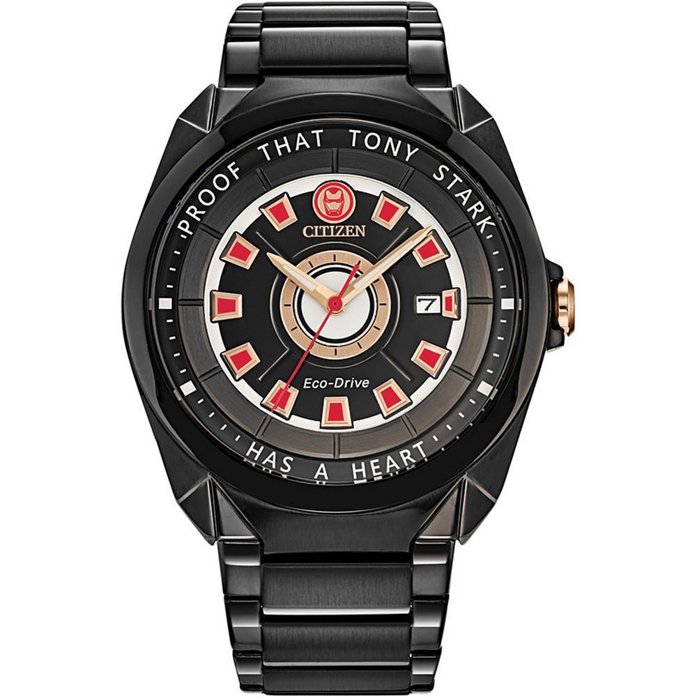 商品Citizen|Tony Stark "I Love You 3000" Black Stainless Steel Bracelet Watch 43mm,价格¥2011,第1张图片