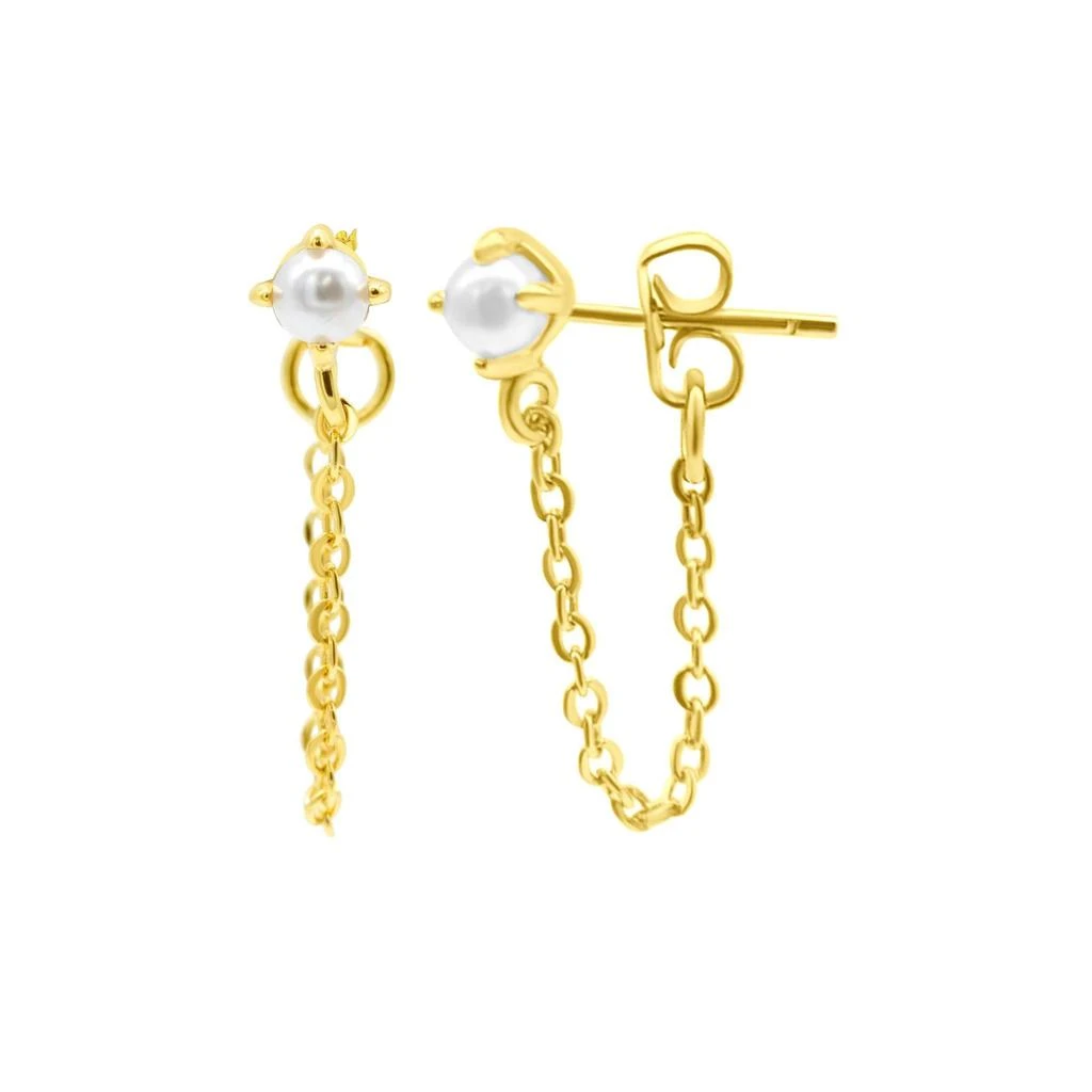 商品ADORNIA|Chain and Freshwater Pearl Wrap Around Drop Earrings gold,价格¥287,第3张图片详细描述