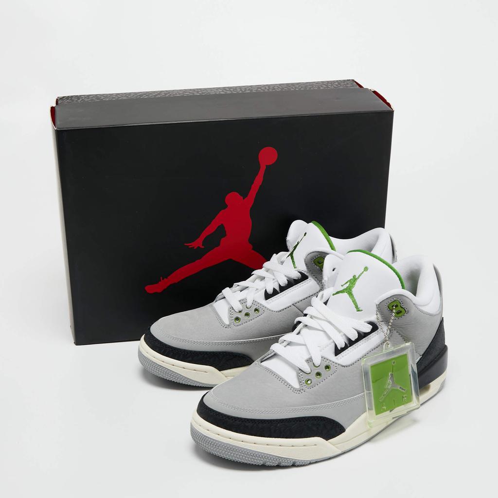 Air Jordan Grey/White Nubuck and Leather Jordan 3 Retro Cool (2021) Sneakers Size 42商品第9张图片规格展示