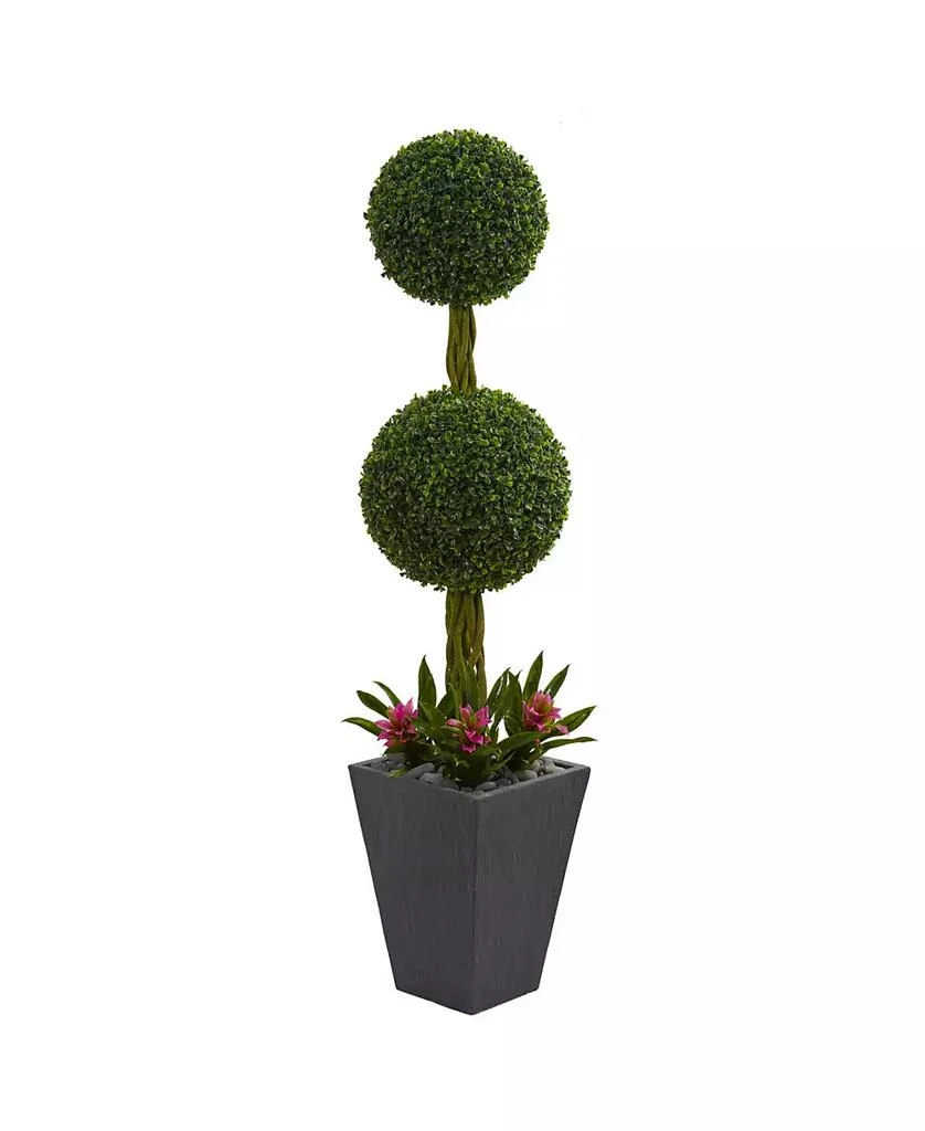 商品NEARLY NATURAL|5' Double Boxwood Ball Topiary Artificial Tree in Slate Planter UV Resistant,价格¥2773,第1张图片