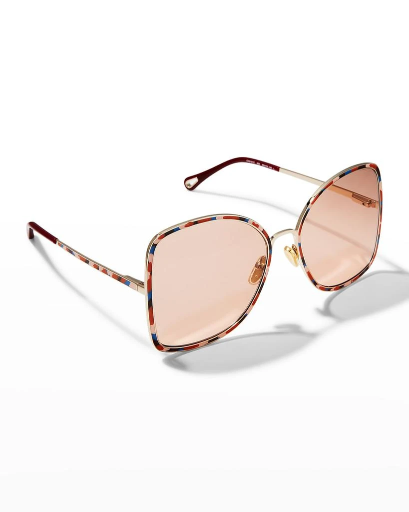 商品Chloé|Oversized Rectangle Metal Sunglasses,价格¥3898,第1张图片